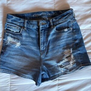 American Eagle Outfitters Women's Distressed Blue Jean Shorts